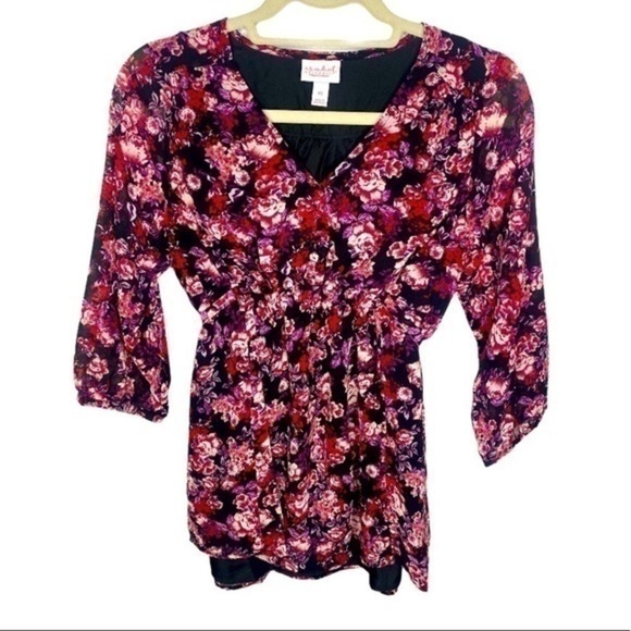 Isabel Maternity Floral Button Chiffon Blouse - Picture 1 of 4